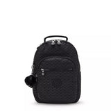 Kipling SEOUL S, kleiner Rucksack, Signature Emb (schwarz), Rucksack mit Tabletfach 11 Zoll