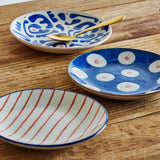 Bloomingville Eviaya Teller 3er Set D16 cm bunt - Steingut Teller handbemalt für Küche & Tischdeko