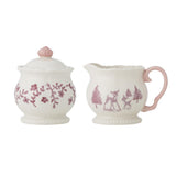 Bloomingville Wonderland Milchkännchen & Zuckerdose Rosa Steingut 2er Set