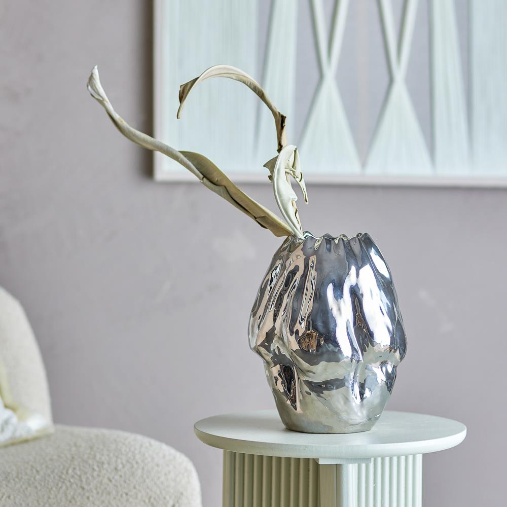 Bloomingville Bobby Vase Silber Steingut 23,5x29cm