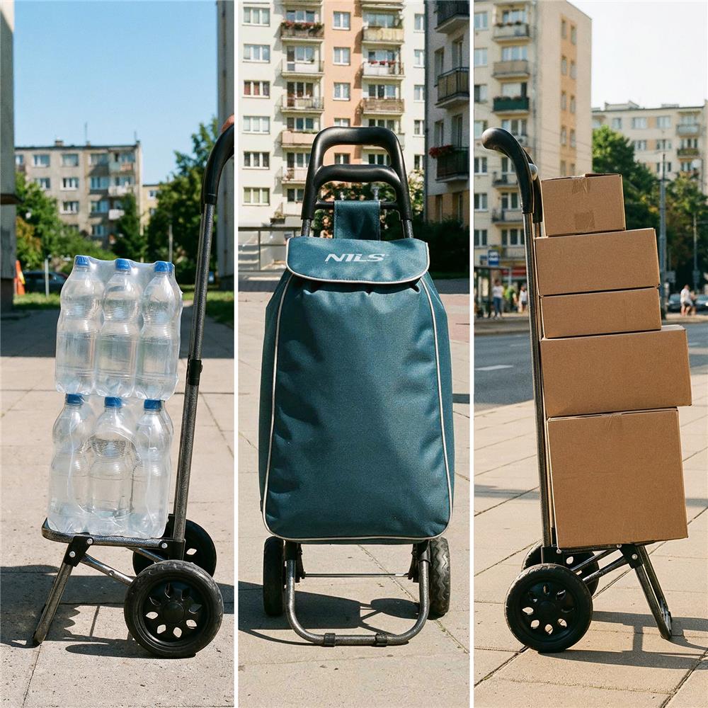 NILS CAMP Einkaufswagen 40 L türkis klappbar mit Thermofach für Einkauf Alltag Reisen