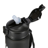 NILS CAMP Trinkflasche Tritan 1000 ml mit Strohhalm schwarz für Outdoor Sport Reisen