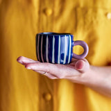 Bloomingville Nini Tasse Blau Steingut D6,5xH5 cm – handbemalte Mini-Tasse