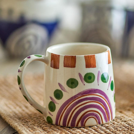 Bloomingville Shama Tasse Grün/Braun Steingut D8,5xH8 cm – bunte Keramiktasse