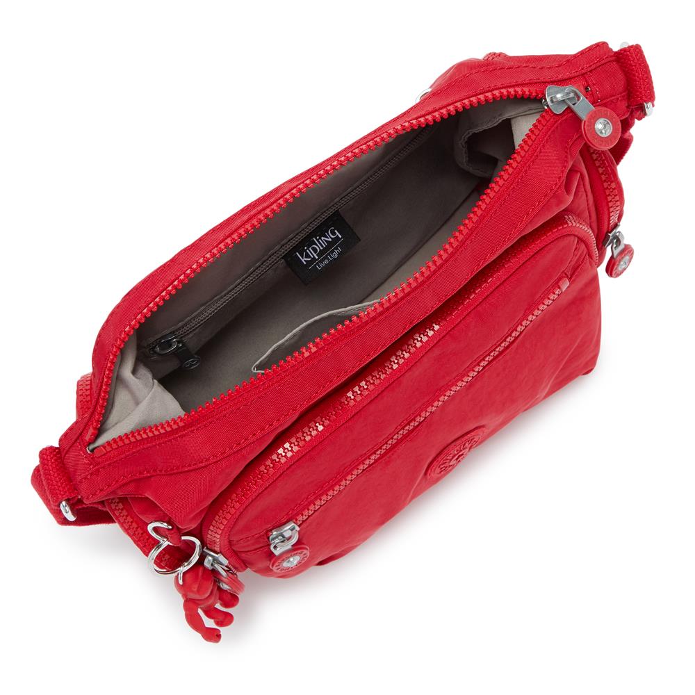 Kipling GABBIE S, Kleine Umhängetasche, Red Rouge (rot), Schultertasche mit vielen Fächern