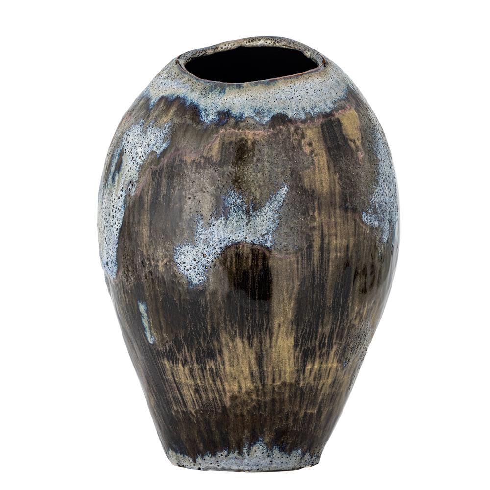 Bloomingville Senja Vase aus Steingut in Braun – große Deko Vase für Wohnzimmer