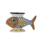 Bloomingville Nobu Vase bunt - Steingut Fisch Vase handbemalt für Wohnzimmer & Deko