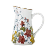 Bloomingville Savina Krug 1898 ml bunt - Steingut Krug mit Blumenmotiv für Küche & Tischdeko