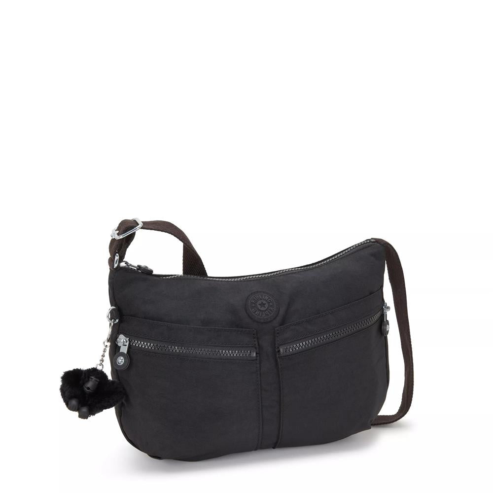 Kipling IZELLAH, mittelgroße Schultertasche, Black Noir (schwarz), Umhängetasche mit viel Stauraum