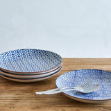 Bloomingville Karine Teller 4er Set 25 cm Steingut blau floral