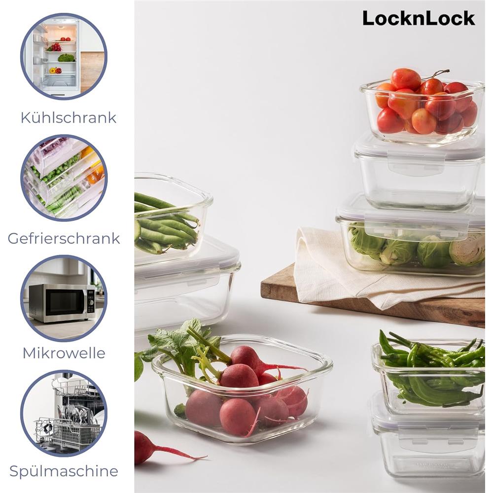 LocknLock OVEN GLASS Frischhaltedose 500 ml, ofenfest bis 400 °C