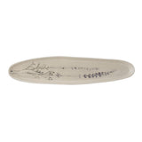 Bloomingville Bea Servierplatte, Natur, 35,5x8cm, Steingut, mit Blumenmotiv, dänisches Design