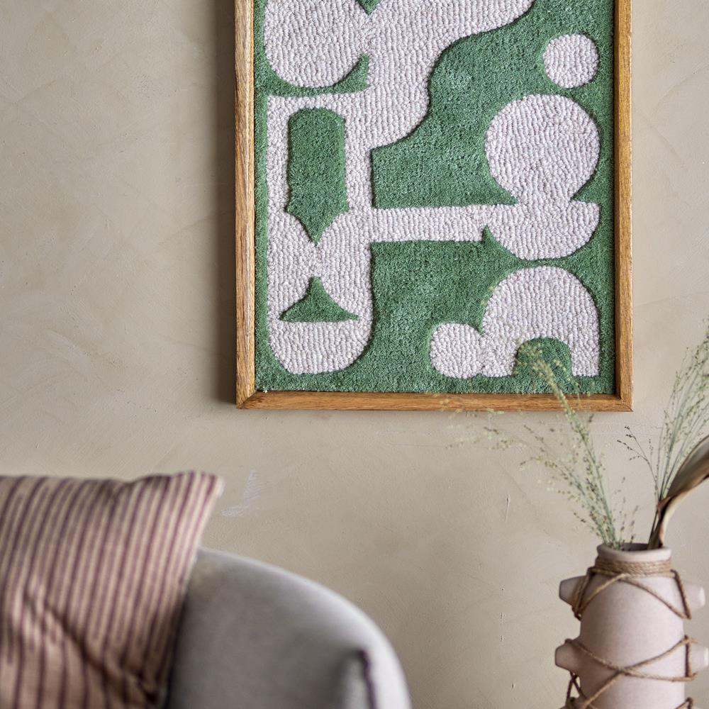 Bloomingville Longton Wanddekoration aus Wolle in Grün – textile Wanddeko fürs Wohnzimmer