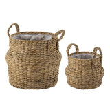 Bloomingville Bjorn Korb Set 2 natur - Aufbewahrungskorb Wasserhyazinthe für Wohnzimmer & Ordnung