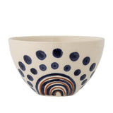 Bloomingville Shama Schale D12 cm aus Steingut in Blau/Braun – handbemalte Schale für Küche und Tischdeko