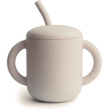 Mushie Silikon-Trinklernbecher mit Strohhalm, Shifting Sand, BPA-frei