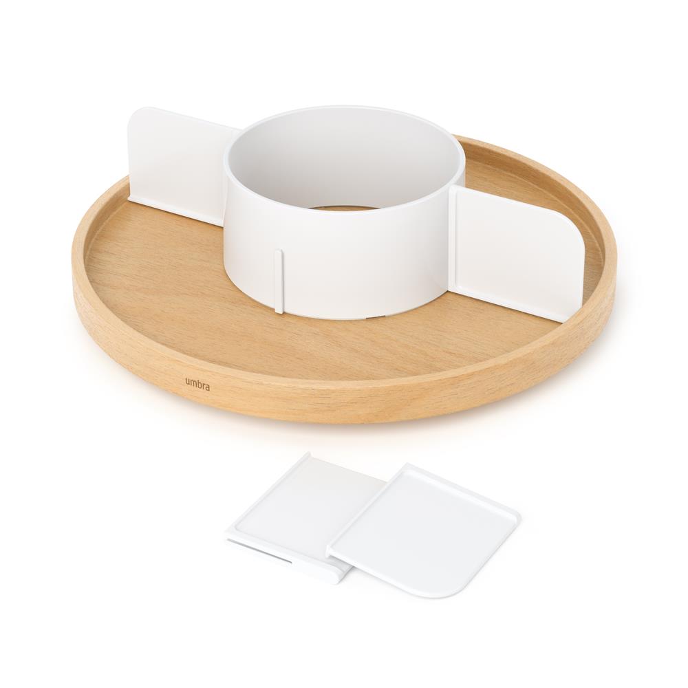 Umbra Bellwood Drehbarer Organizer, Lazy Susan Drehteller in Weiß/Natur