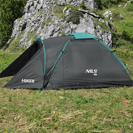 NILS CAMP Hiker Zelt für 2 Personen in Grau - kompaktes Campingzelt mit Vorraum für Camping & Outdoor