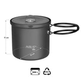 NILS CAMP Camping Kochtopf 1L aus Aluminium - kompakter Outdoor Topf mit Deckel