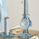 Bloomingville Linley Kerzenhalter blau aus Glas – Fisch Kerzenhalter Set für Tisch & Fensterbank