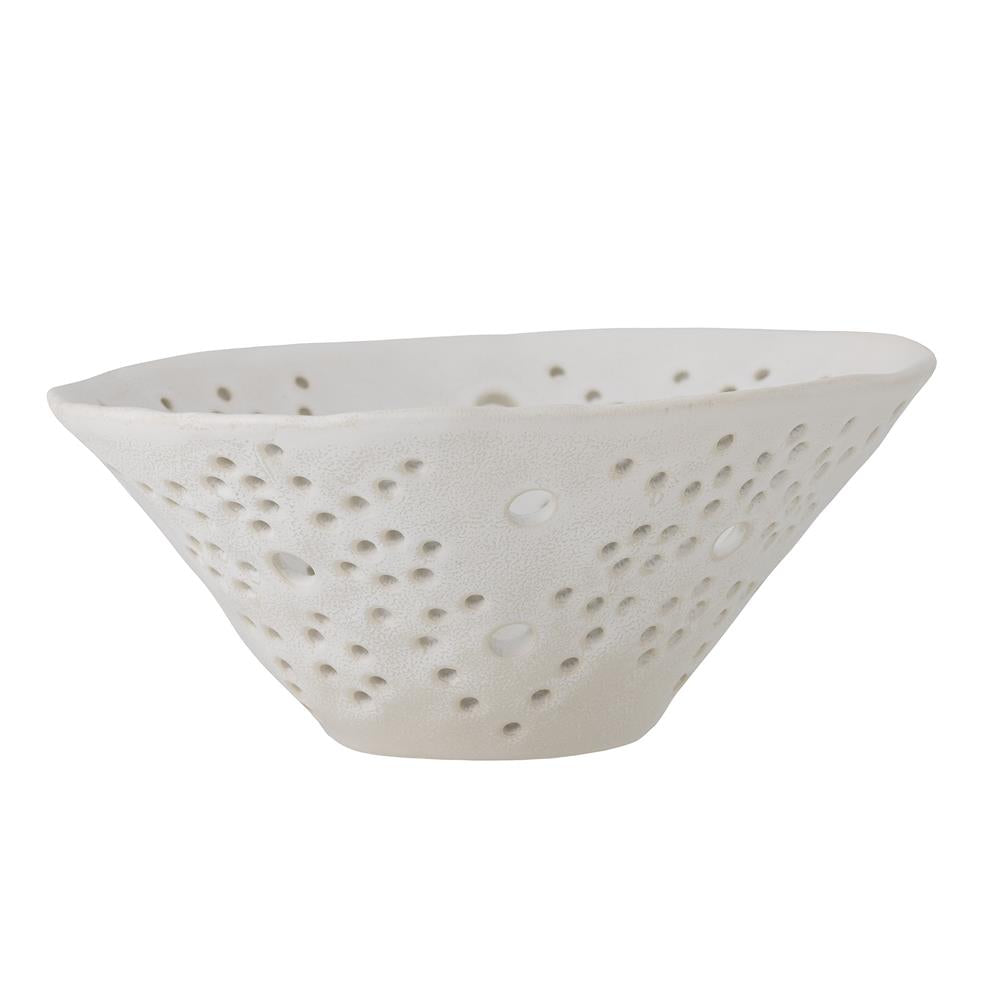 Bloomingville Dalena Deko‑Schale weiß D30 cm aus Steingut – Schale für Tischdeko & Küche