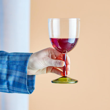 Bloomingville Martine Weinglas aus Glas in Bunt 220 ml – modernes Weinglas für Tischdeko