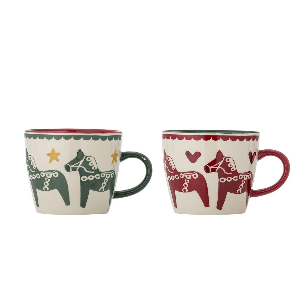 Bloomingville Siffer Tasse Bunt Steingut 2er Set Weihnachtstassen 300 ml