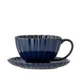 Bloomingville Latina Tasse mit Untertasse Blau Steingut 180ml