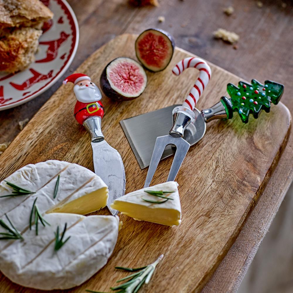 Bloomingville Misa Käsebesteck Rot Glas 3-teilig Weihnachtsbesteck