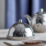 Bloomingville Shine Butterdose Silber Steingut Butterglocke mit Deckel