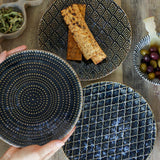 Bloomingville Elanor Teller 3er Set aus Steingut in Blau, dekorative Speiseteller mit reaktiver Glasur