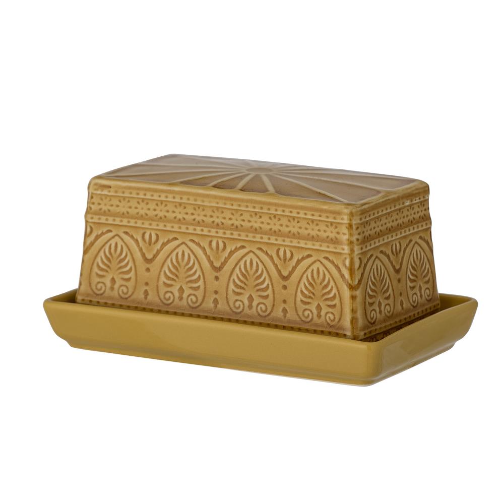 Bloomingville Rani Butterdose Gelb Steingut mit Crackle-Glasur dänisches Design