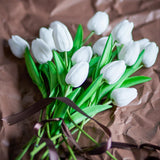 Bloomingville Tulip Blumenstrauß Tulpen in Weiß Kunstblumen Deko Strauß 32 cm