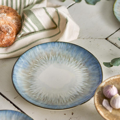 Bloomingville Calen Teller aus Steingut in Blau D22 cm – Speiseteller für Küche und Tischdeko