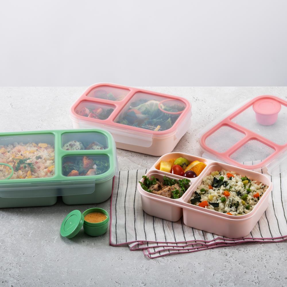LocknLock To-Go Lunchbox 1,5 L, Rosa, 3 Fächer - Mikrowellengeeignet BPA-frei