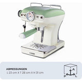 Ariete Vintage Espressomaschine, Grün, Siebträger Kaffeemaschine, 15 Bar