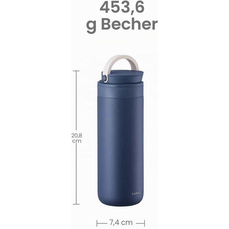 LocknLock Edelstahl Trinkflasche 475ml Weiß, rutschfest, leicht, Griff