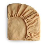 Mushie Musselin-Kinderbettlaken, Fall Yellow, 120x60cm Spannbettlaken