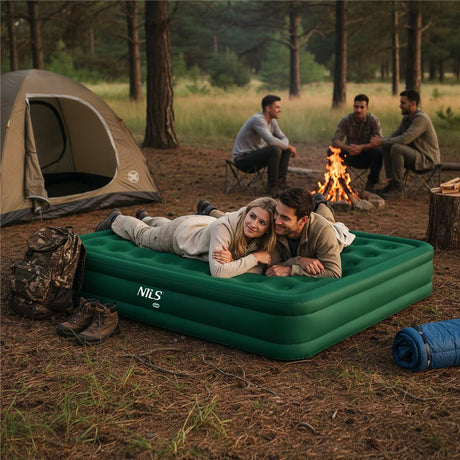 NILS CAMP Campingmatratze Doppelbett grün 200x145x35 cm mit elektrischer Pumpe Gästebett