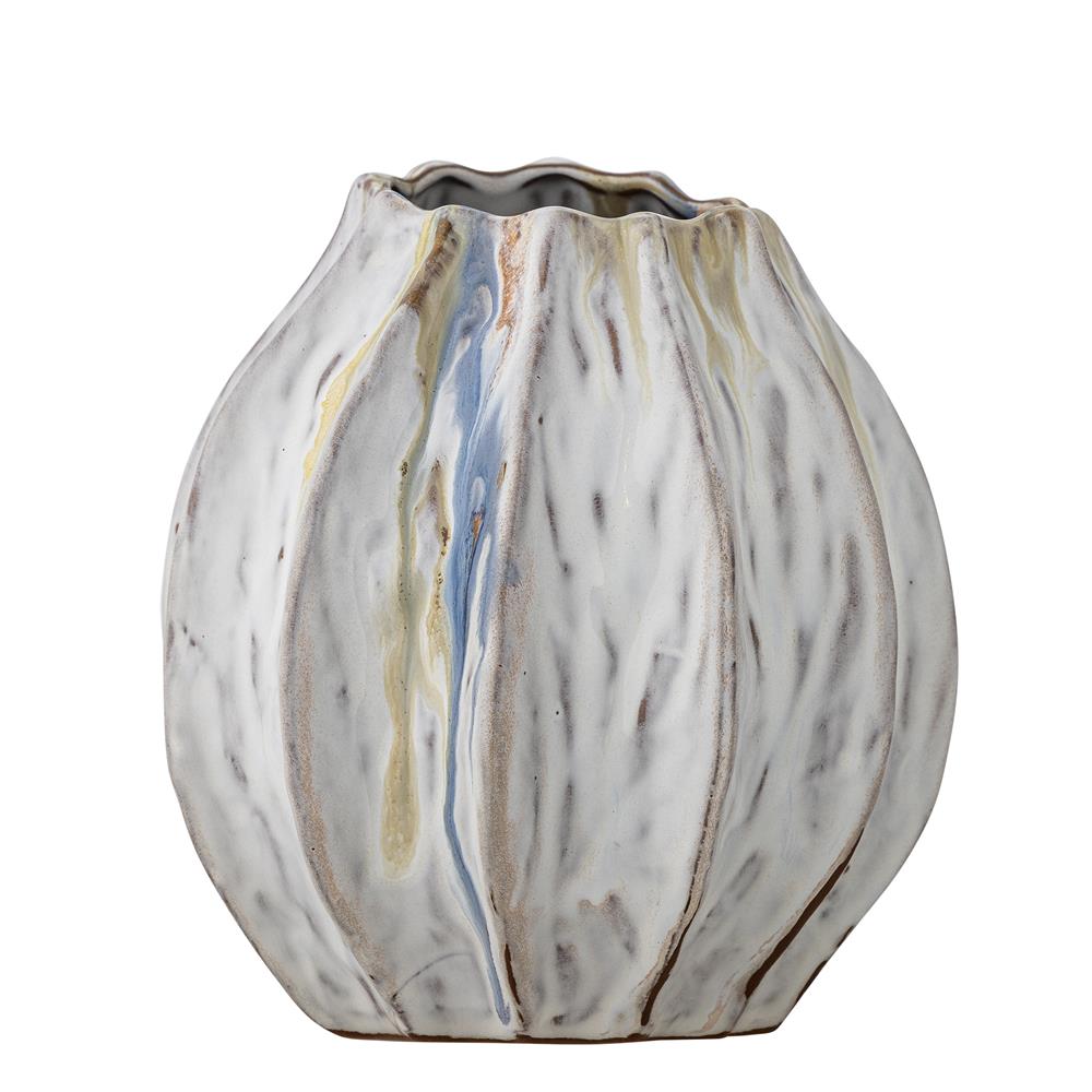Bloomingville Feray Vase natur - Steingut Vase mit reaktiver Glasur für Wohnzimmer & Dekoration