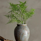 Bloomingville Damian Deko-Vase, Grün, Terrakotta, 22 cm, für Trockenblumen, rustikal