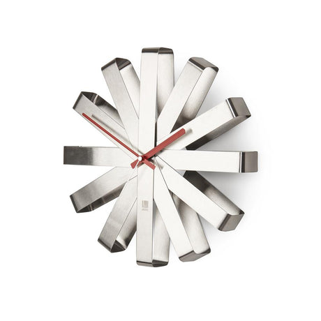Umbra Ribbon Wanduhr Edelstahl Moderne Quarz Wanduhr aus gebogenem Metall