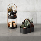 Umbra Bellwood Caddy mit herausnehmbarer Trennwand, Organizer für Kosmetik in Schwarz/Walnuss