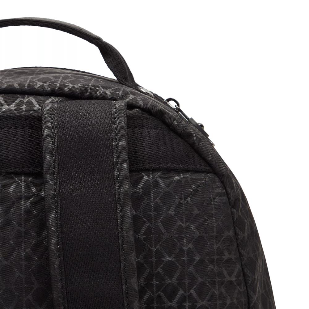 Kipling SEOUL, großer Rucksack, Signature Emb (schwarz), Laptoprucksack 15 Zoll mit viel Stauraum