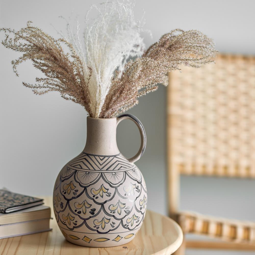 Bloomingville Nadya Vase blau D20 cm aus Steingut – dekorative Vase für Wohnzimmer