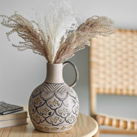 Bloomingville Nadya Vase blau D20 cm aus Steingut – dekorative Vase für Wohnzimmer