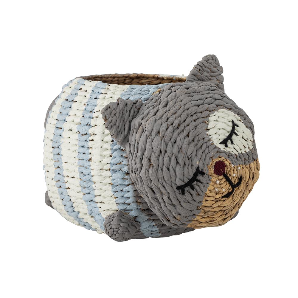 Bloomingville MINI Mille Korb natur - Aufbewahrungskorb Katze aus Wasserhyazinthe Kinderzimmer