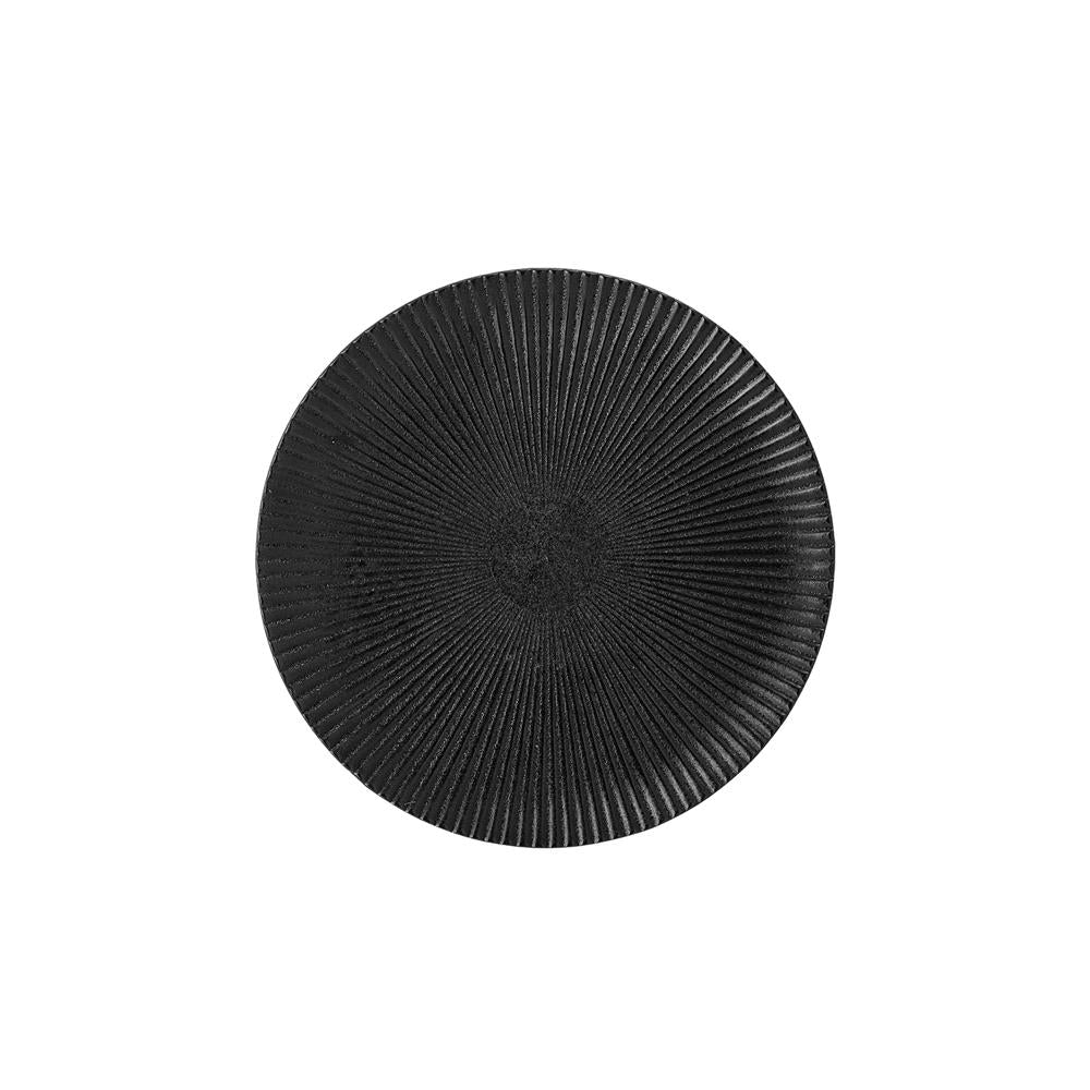 Bloomingville Neri Teller Schwarz – Steingut, Ø18 cm, skandinavisches Design mit Rillenstruktur