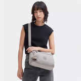 Kipling ELYSIA, mittelgroße Schultertasche, Grey Gris (grau), Umhängetasche mit vielen Fächern