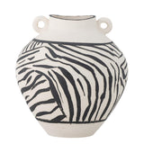 Bloomingville Togo Vase aus Steingut in Schwarz – handbemalte Deko Vase fürs Wohnzimmer